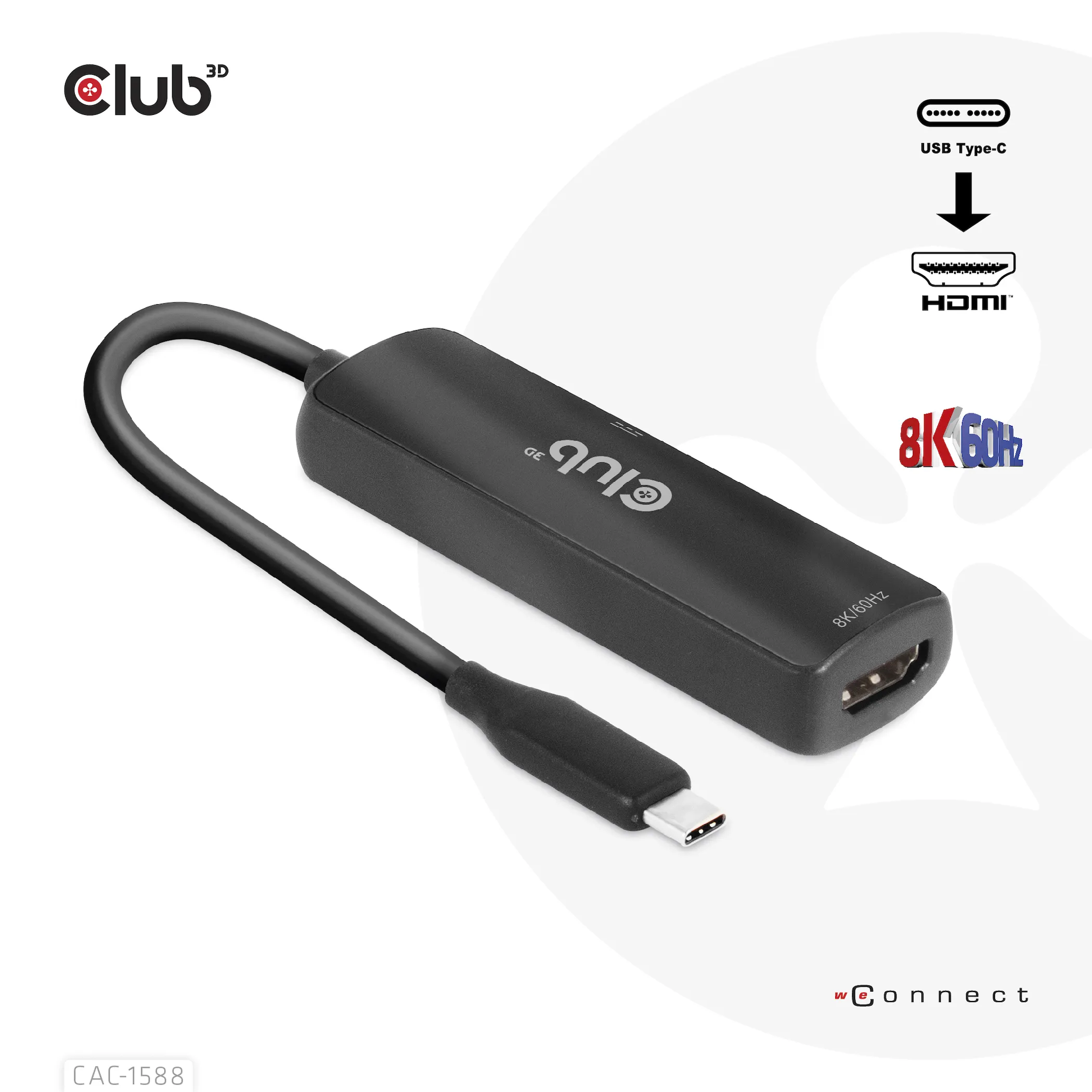 Club 3D 3.2 Gen2 USB-C - HDMI + USB-C PD 3.0 - adapter, Black Club 3D 3.2 Gen2 USB-C - HDMI + USB-C PD 3.0 - adapter, Black