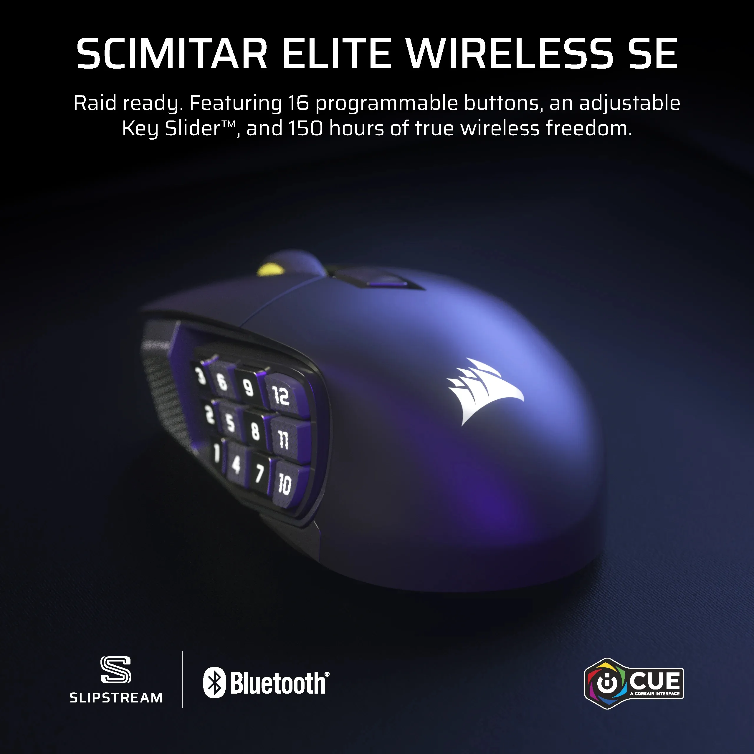 Corsair Scimitar Elite -langaton pelihiiri, Valkoinen