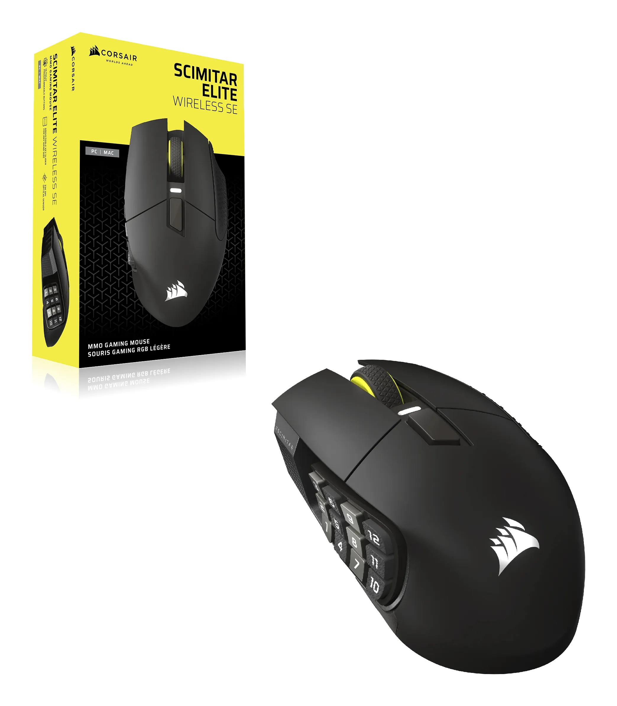 Corsair Scimitar Elite - tr&aring;dl&ouml;s spelmus, Vit