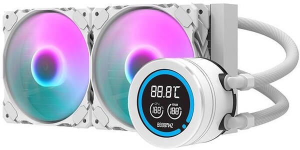 DARKFLASH DN-D240 White 240 mm Liquid CPU Cooler with LCD Display