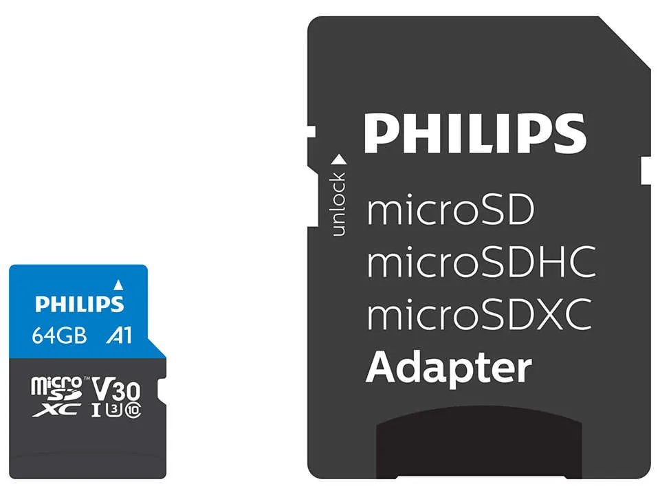 Philips Micro SDXC Card 64GB Class 10 UHS-I U3 incl. Adapter
