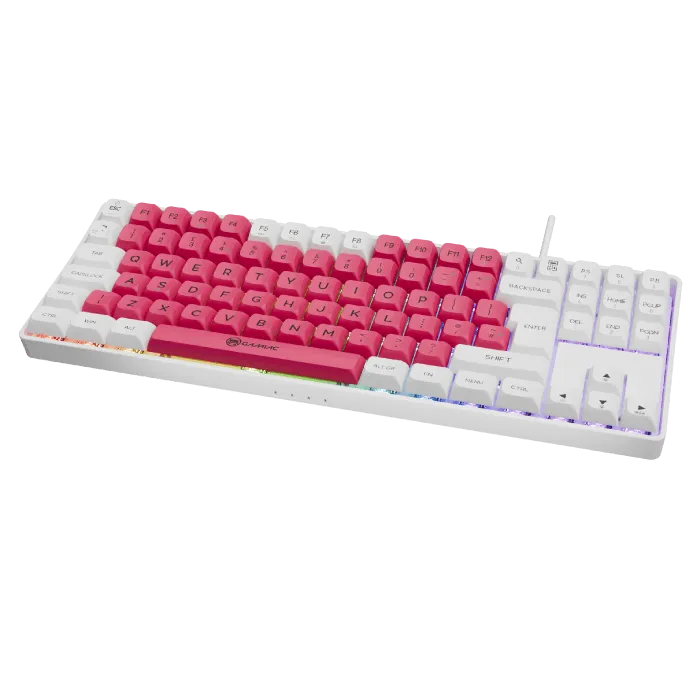 Gamiac TKL90G Kailh Red - speltangentbord, Vit/Röd