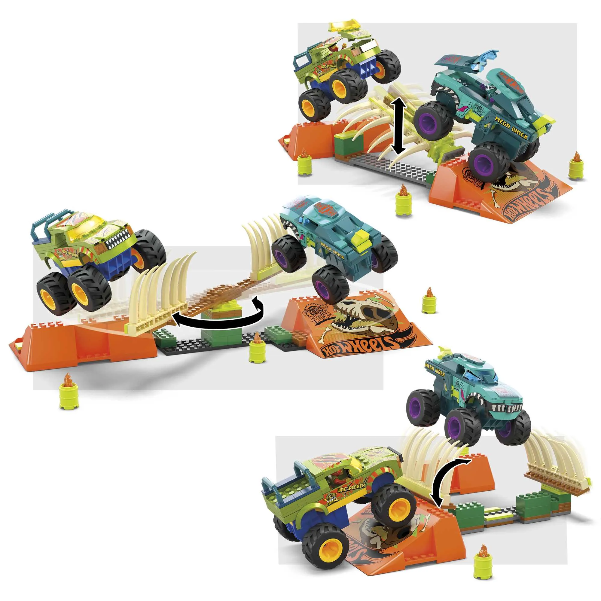 Mattel MEGA Hot Wheels Monster Trucks Mega-Wrex Bone Crash Stunt Track Construction Toy Mattel MEGA Hot Wheels Monster Trucks Mega-Wrex Bone Crash Stunt Track Construction Toy