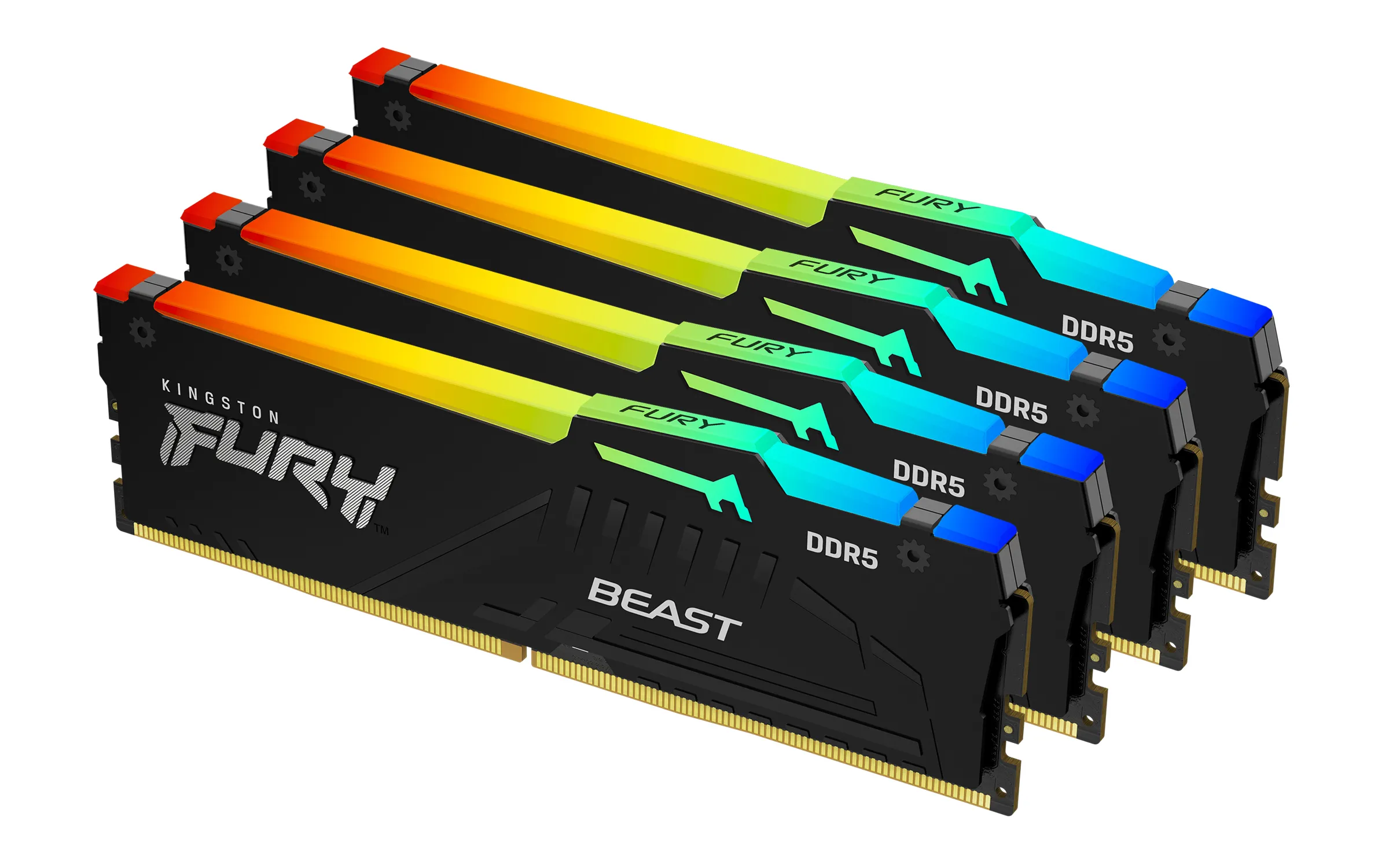 Kingston FURY Beast RGB 128 Gt (4 x 32 Gt) DDR5 5200 MHz, CL40 -muisti, Musta (XMP)