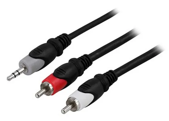 Deltaco Ljudkabel, 3,5mm hane - 2xRCA ha ne1 m