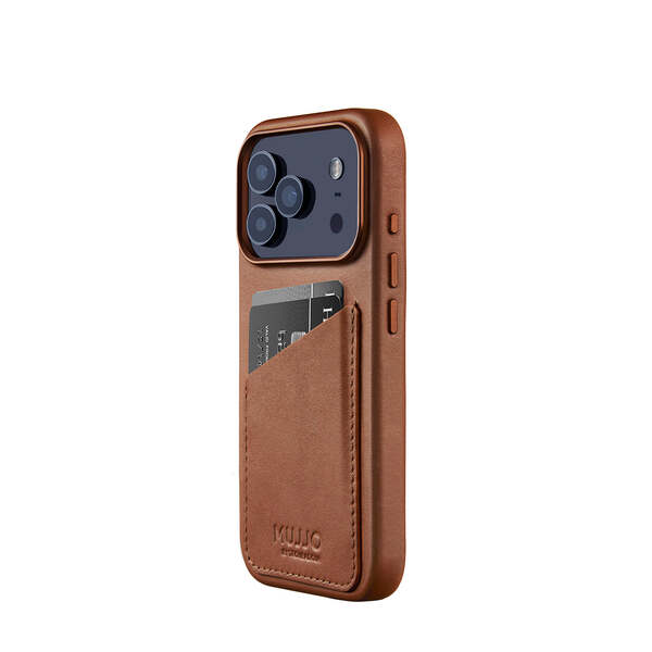 Mujjo Wallet Leather Case with MagSafe for iPhone 17 Pro, Tan