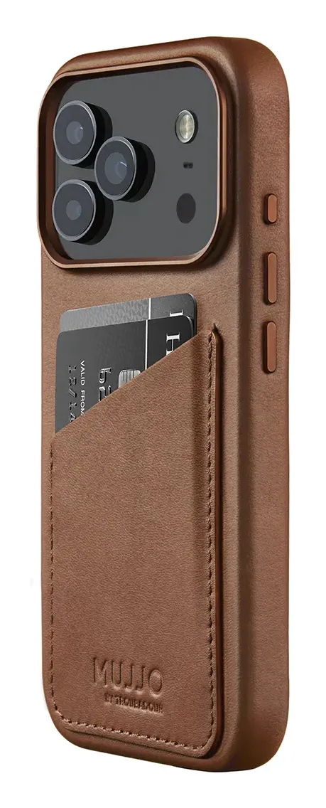 Mujjo Wallet Leather Case with MagSafe for iPhone 17 Pro, Tan
