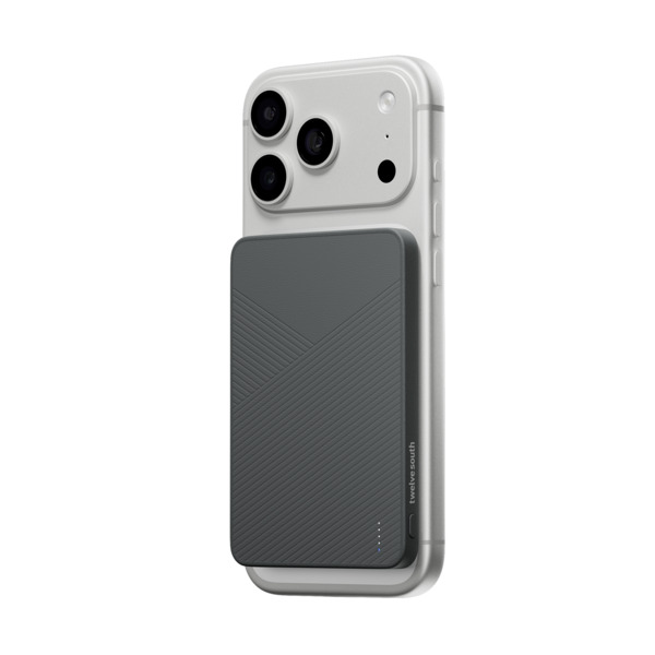 Twelve South PowerCapsule 5K 5000mAh, 20W, Qi2 -varavirtal&auml;hde, liuskeenharmaa