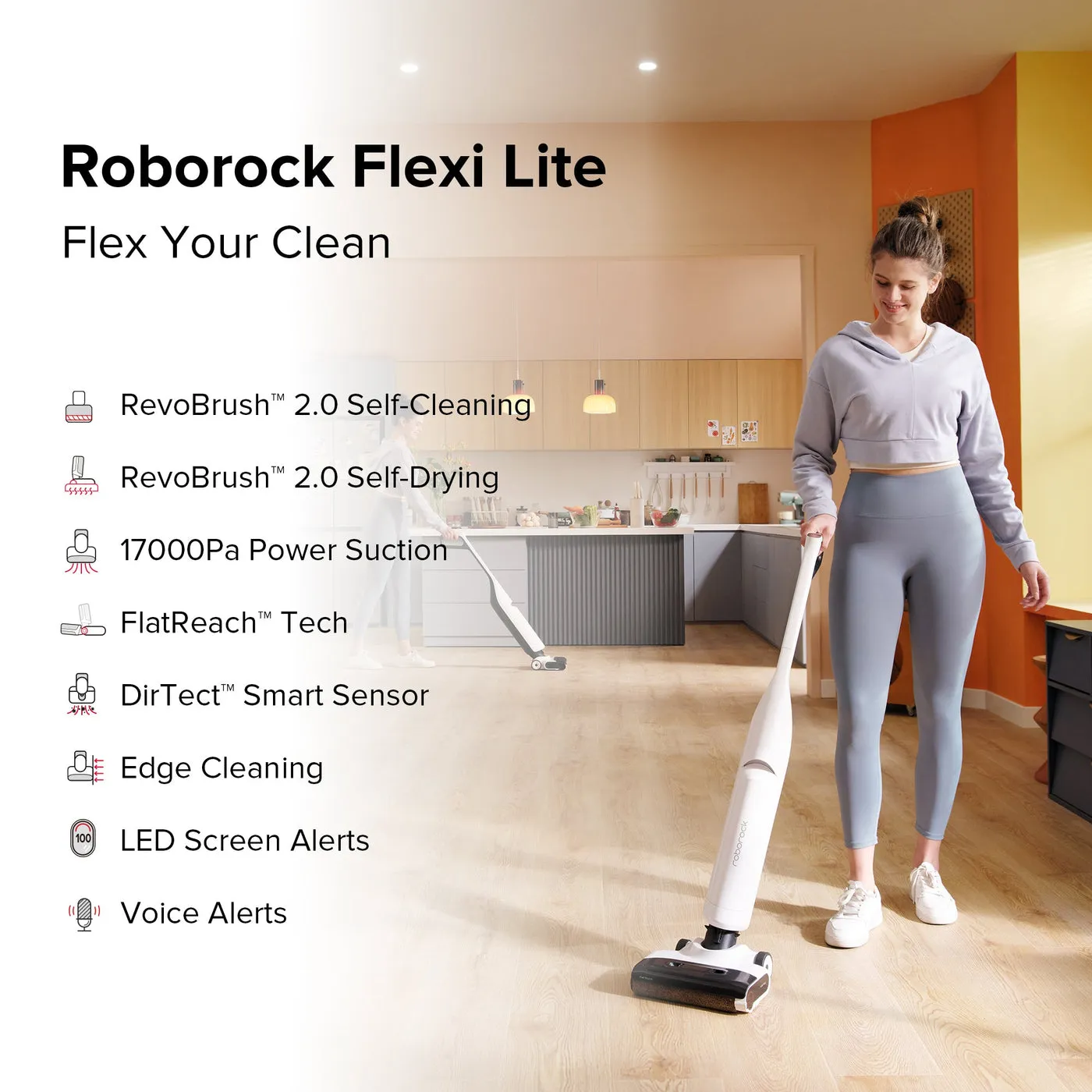 Roborock Flexi Lite -m&auml;rk&auml;-kuivaimuri, valkoinen