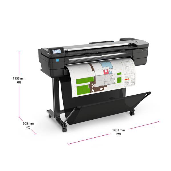 HP DesignJet T830 - 36" monitoimitulostin - v&auml;ri - mustesuihku - 914 x 2770 mm (alkuper&auml;inen) - Rulla (91,4 cm x 45,7 m), 914 x 1897 mm (media) - jopa 0.42 min/