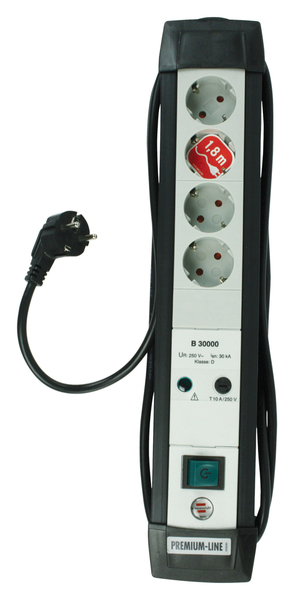 Premium-Line 30.000A virtapaneeli 4 pistor. musta/vaal.harm. 1,8m H05