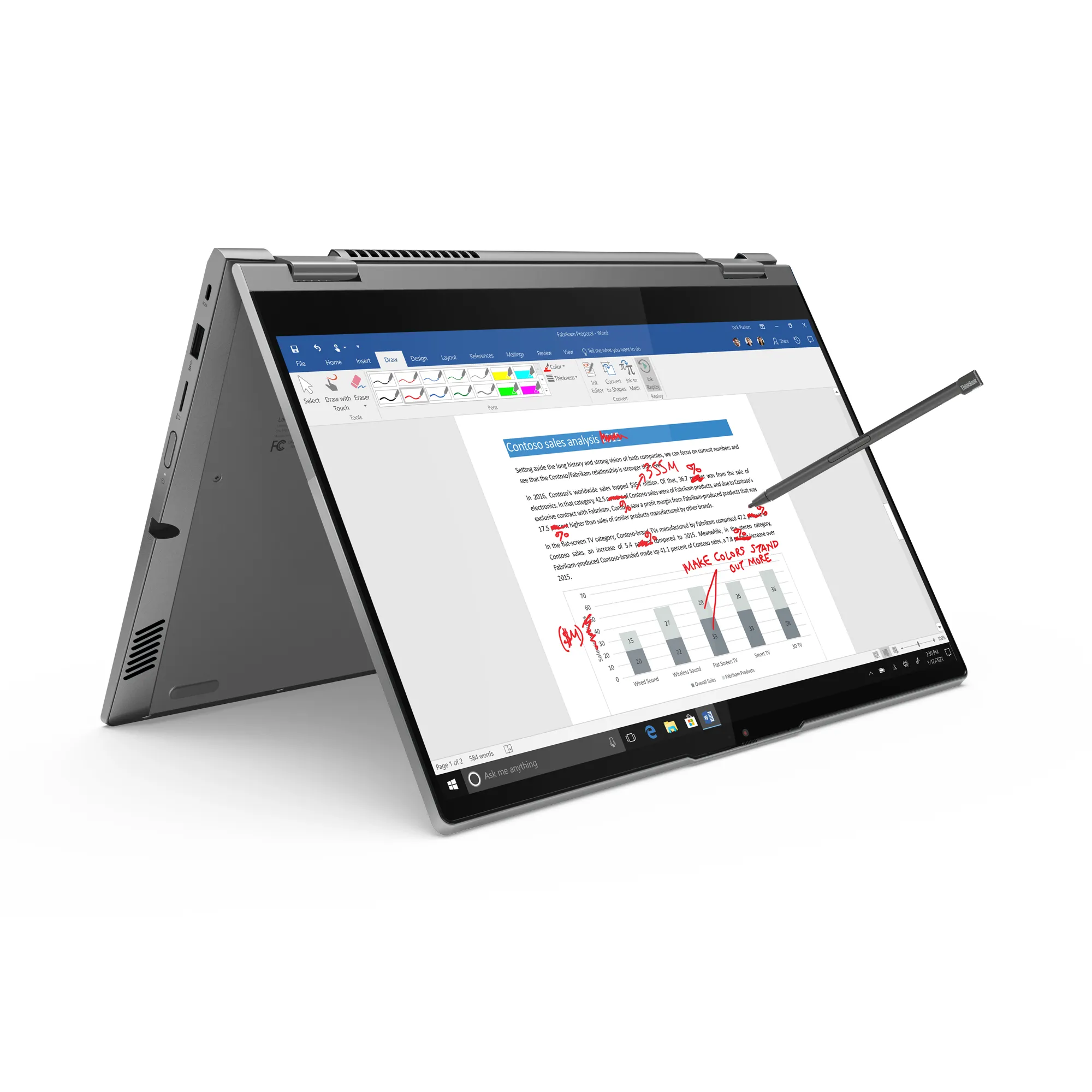 Lenovo ThinkBook 14s Yoga G3 IRU 14" i7-1355U, 16 Gt, 512 Gt, Win 11 Pro -kannettava, harmaa
