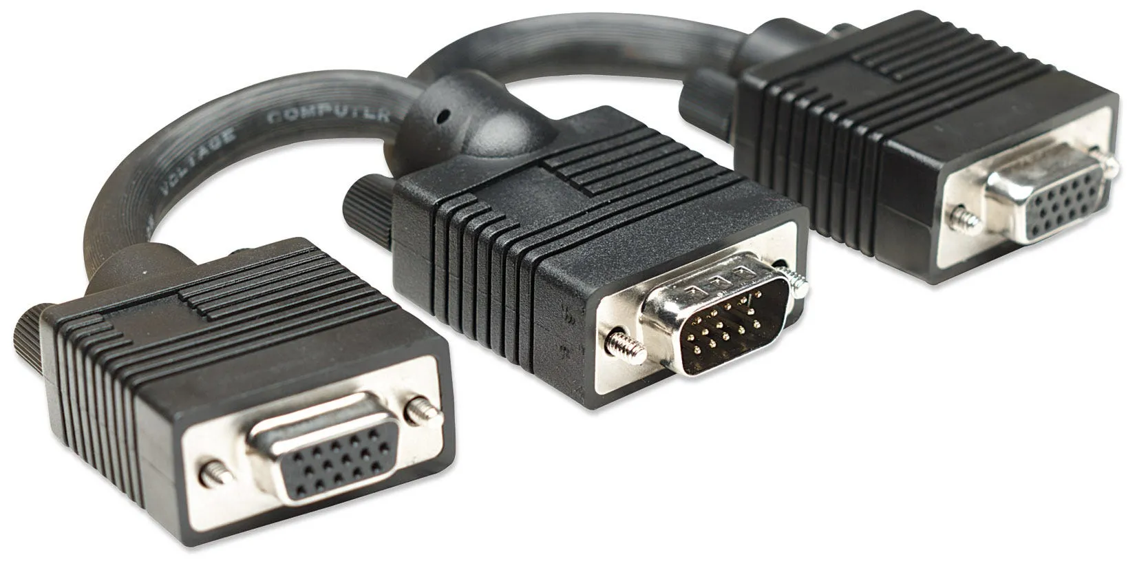 Manhattan SVGA &ndash; 2 x SVGA - kabel, 0,15 m, Svart