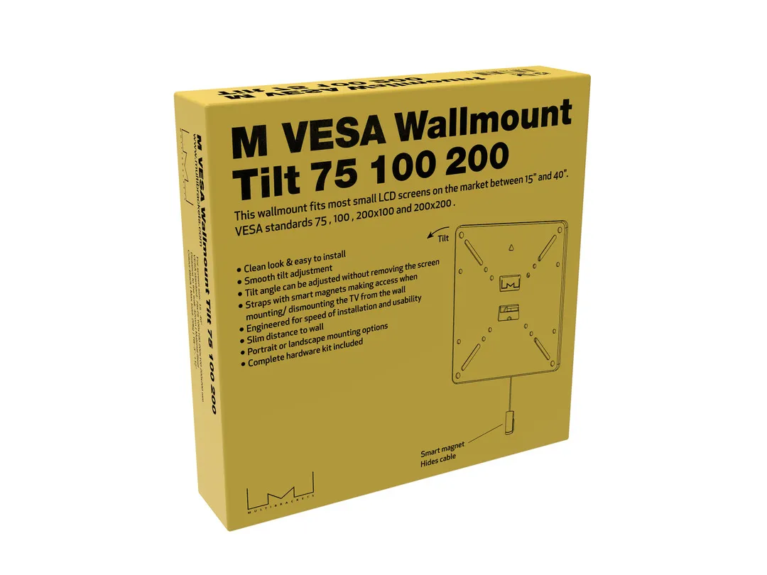 Multibrackets M VESA Wallmount Tilt - Wall mount tuotteelle LCD-n&auml;ytt&ouml; - musta -n&auml;yt&ouml;n koko: 14"-24"