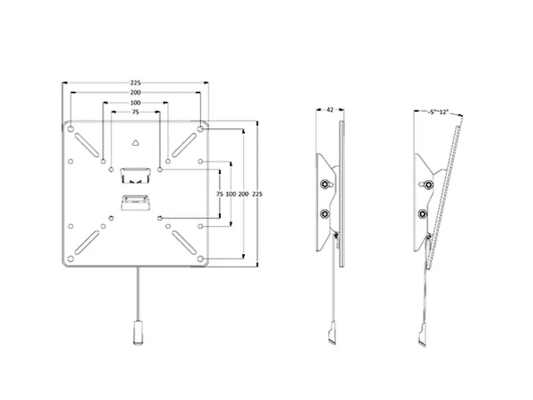 Multibrackets M VESA Wallmount Tilt - Wall mount tuotteelle LCD-n&auml;ytt&ouml; - musta -n&auml;yt&ouml;n koko: 14"-24"