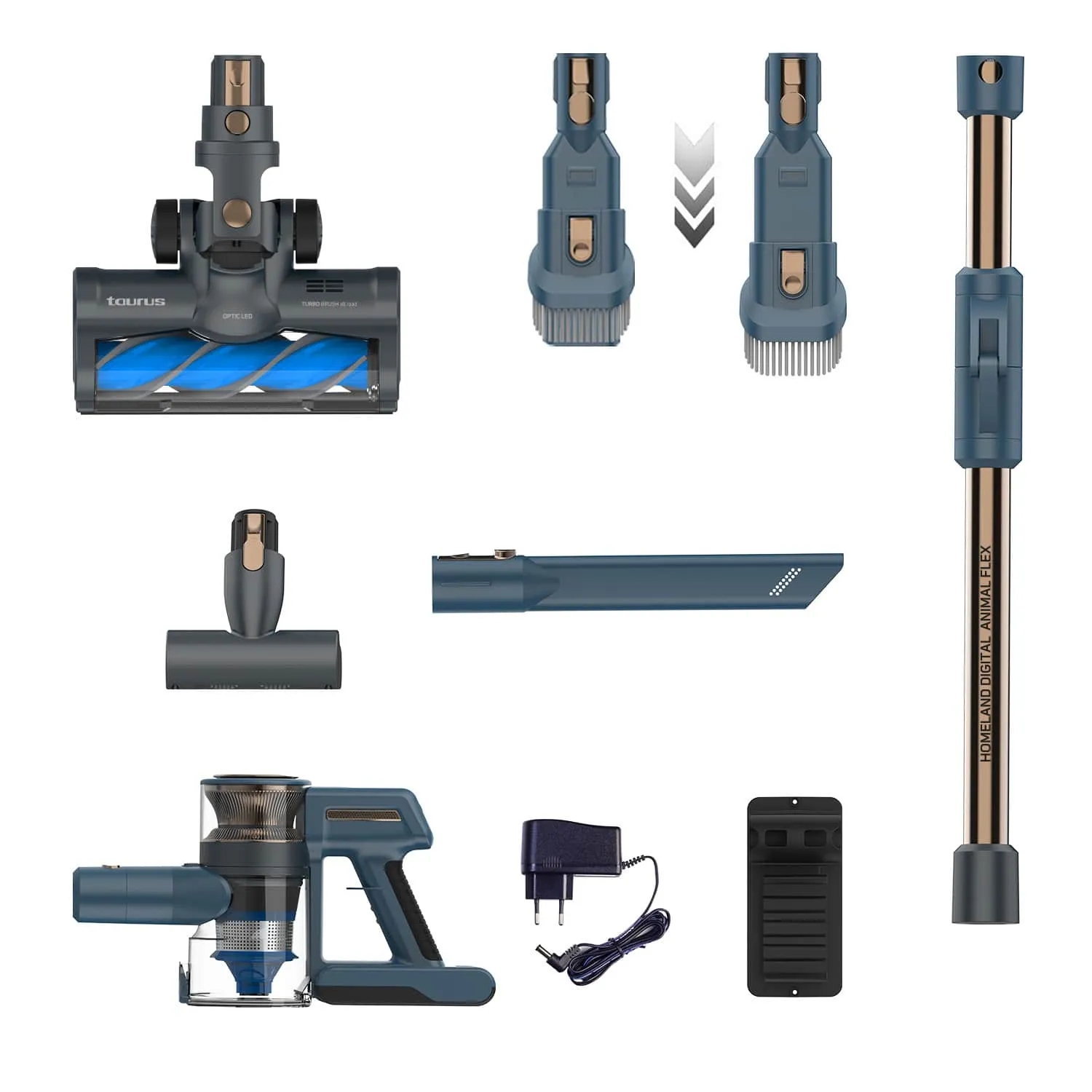 TAURUS Homeland Digital Animal Flex - skaftdammsugare, bl&aring;