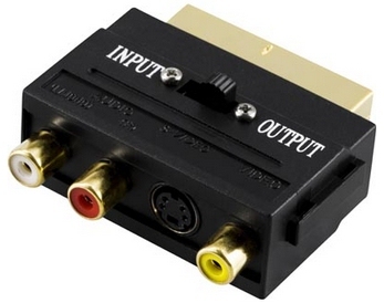Adapteri SCART u > 3xRCA+S-Video, suunnanvalintan&auml;pp&auml;in