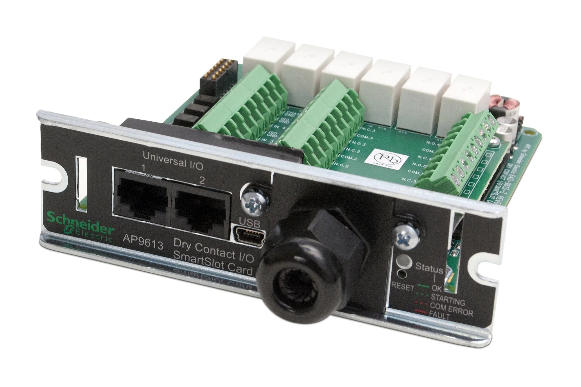 APC Dry Contact I/O SmartSlot Card. :  6 Configurable Output Relays  4 Configurable Input Contacts.  Includes USB cable, User Manual. Compatible with all SmartS