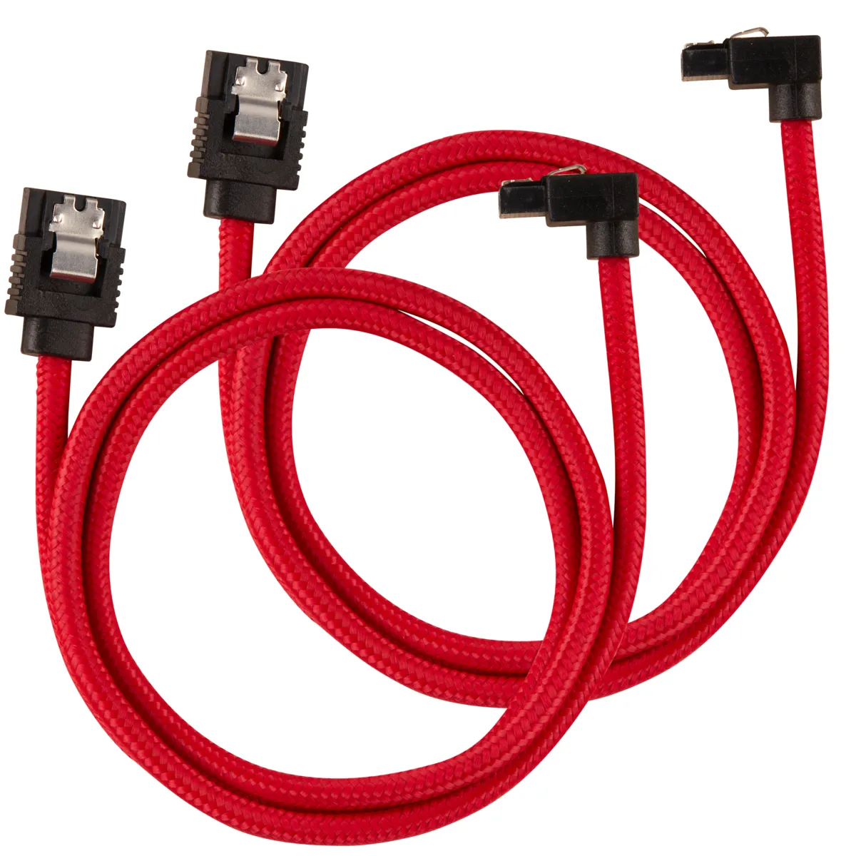 CORSAIR Premium Sleeved SATA Data Cable Set with 90degree Connectors Red 60cm