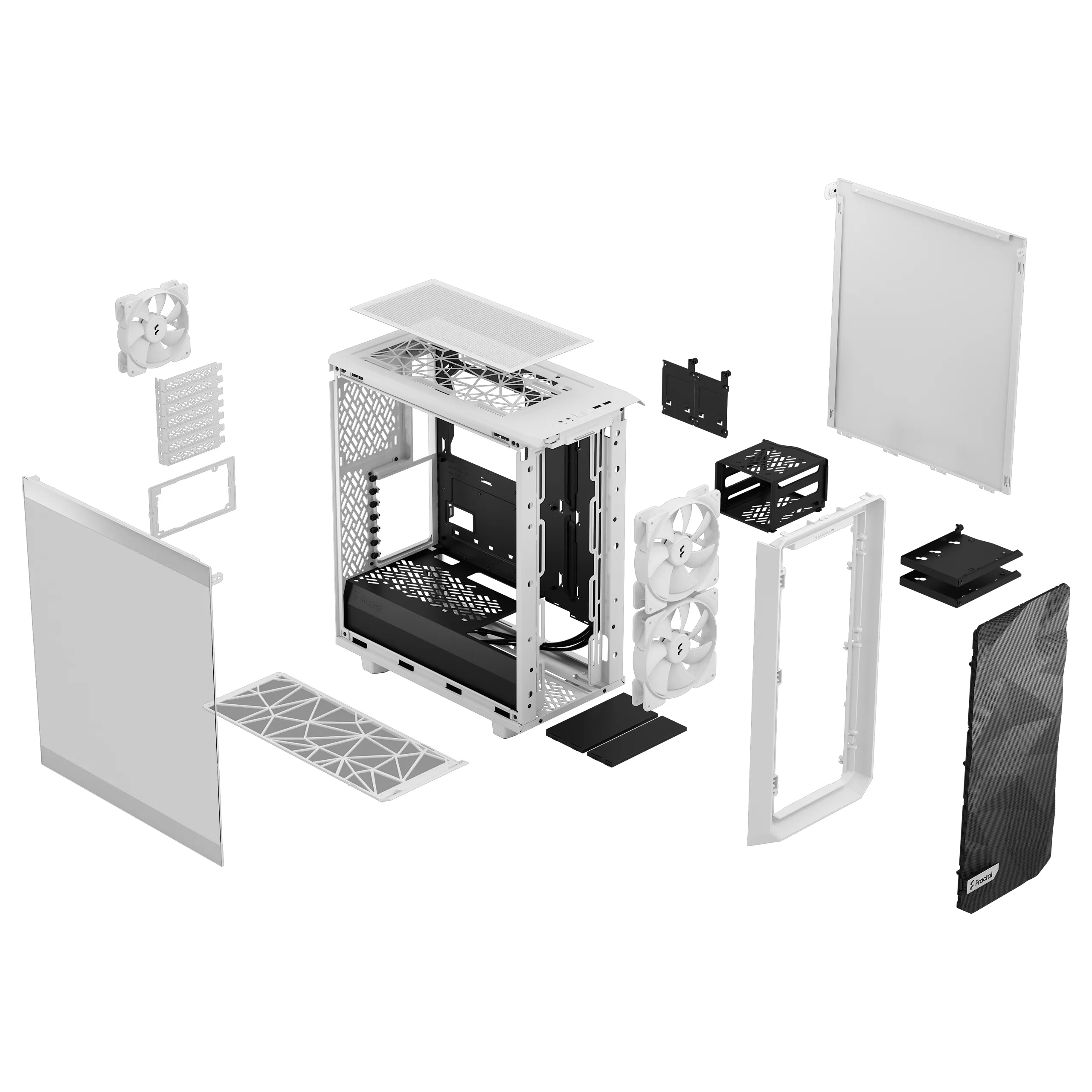 Fractal Design Meshify 2 Compact Lite - Mid Tower case with window, White / Clear Tint