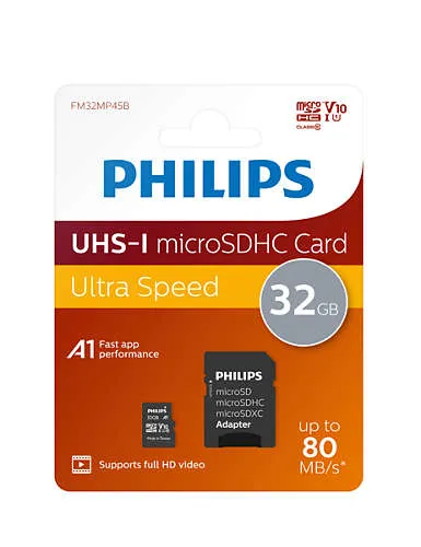 Philips Micro SDHC Card 32GB Class 10 UHS-I U1 incl. Adapter