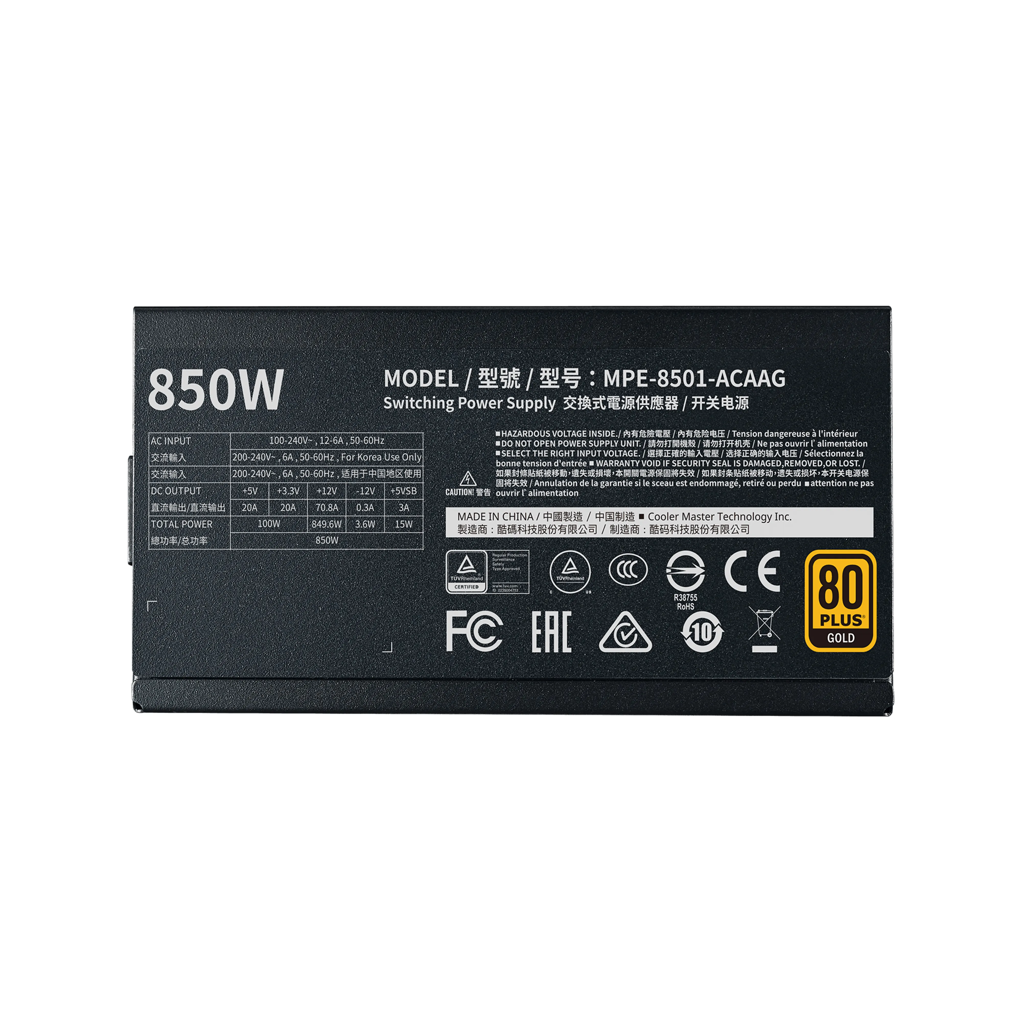 Cooler Master MWE V2 Gold 850W - Power supply, 80 Plus Gold