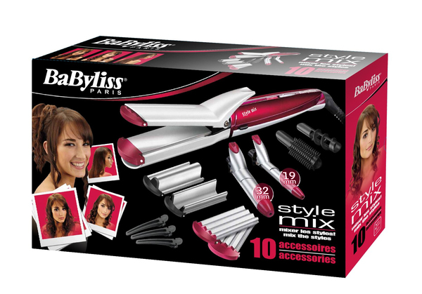 Babyliss MS22E Multistyle 10-in-1 -puikkokiharrin, Punainen/Hopea