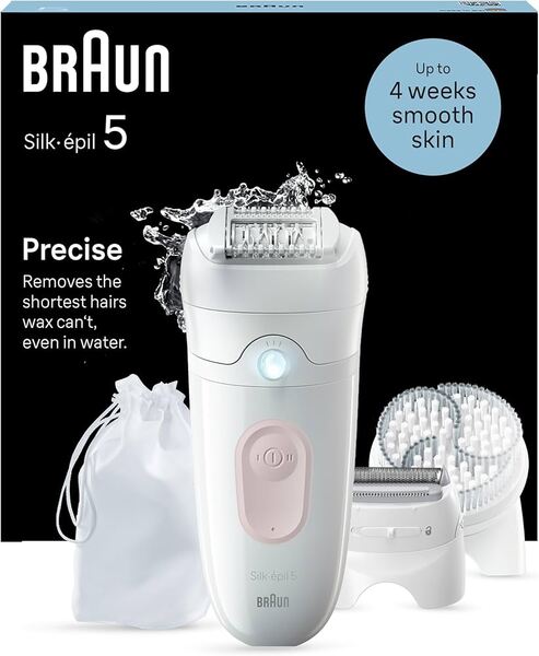 Braun Silk&middot;&eacute;pil 5 SE5-060 Wet & Dry Epilator, White/Pink