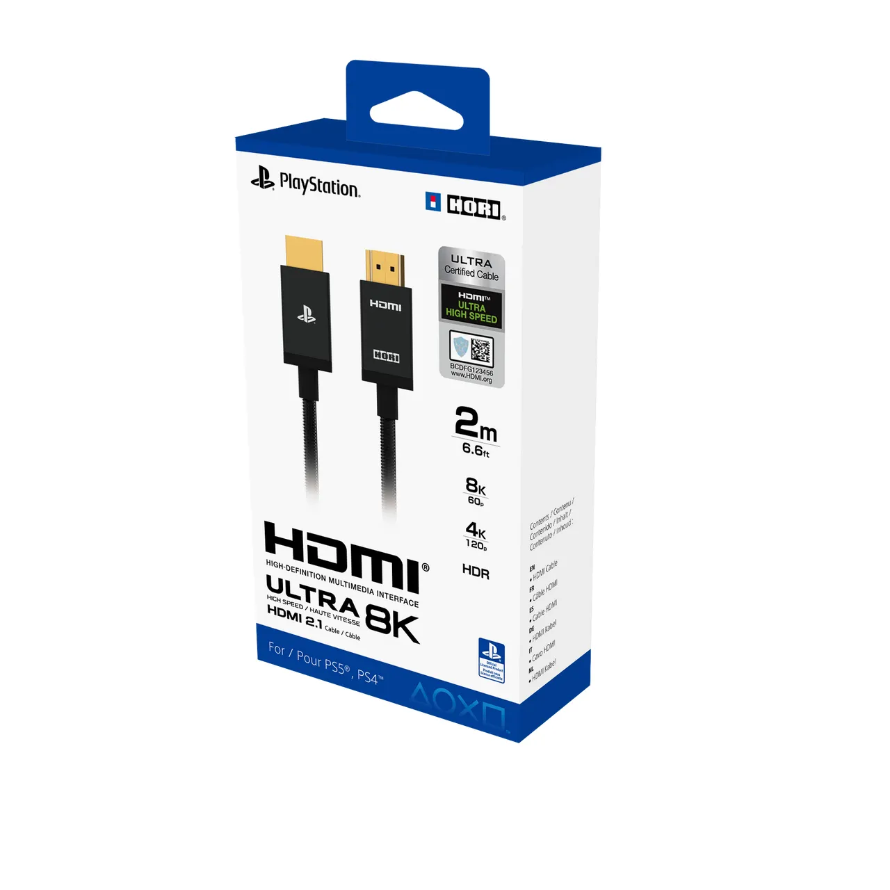 HORI HDMI 2.1 Ultra High-Speed kabel, med 8K, Ethernet, 2 m, svart