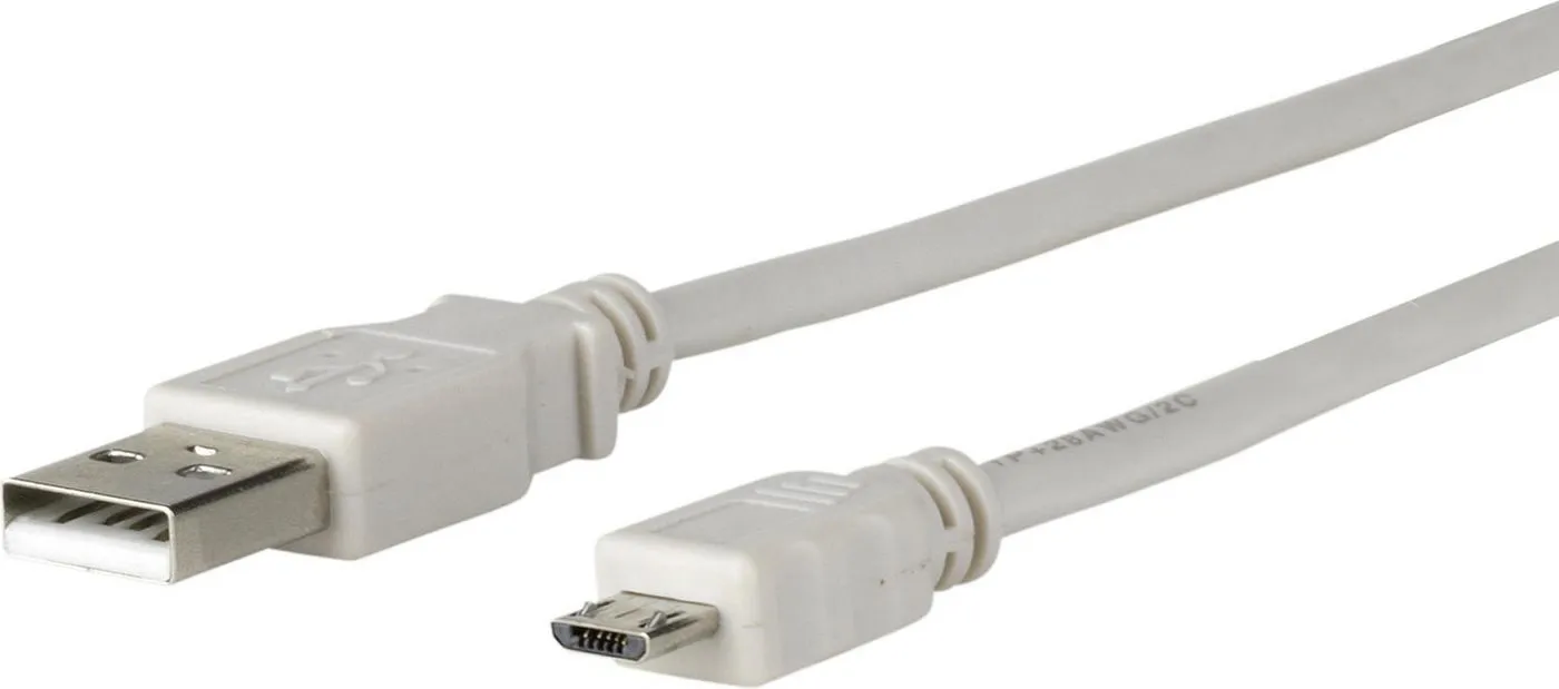 MicroConnect USB-A to Micro-USB B cable, 3 m, Grey