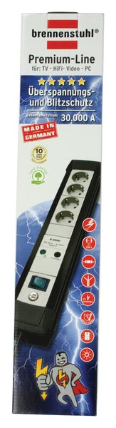Premium-Line 30.000A virtapaneeli 4 pistor. musta/vaal.harm. 1,8m H05
