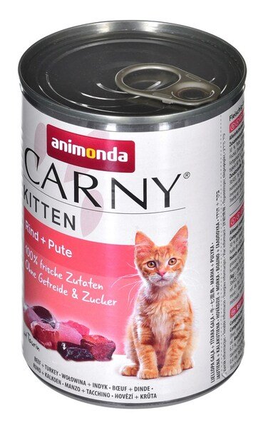 Animonda Carny Kitten Beef &amp; Turkey, V&aring;tfoder f&ouml;r katt, 400 g
