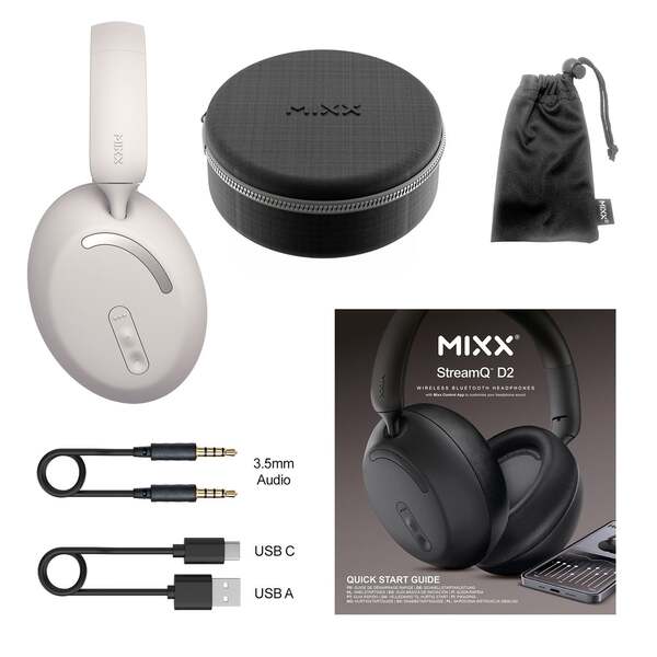 MIXX StreamQ D2 Wireless Over-ear Headphones, Sand