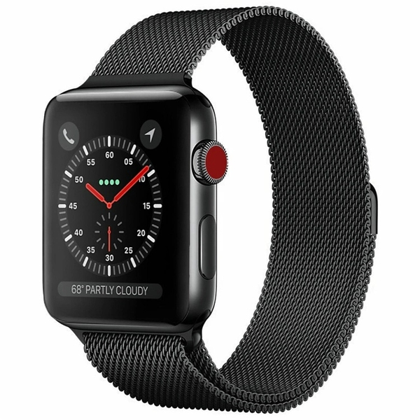 Wave Ter&auml;spunottu ranneke, Apple Watch 42mm / Apple Watch 44mm / Apple Watch 45mm, Musta