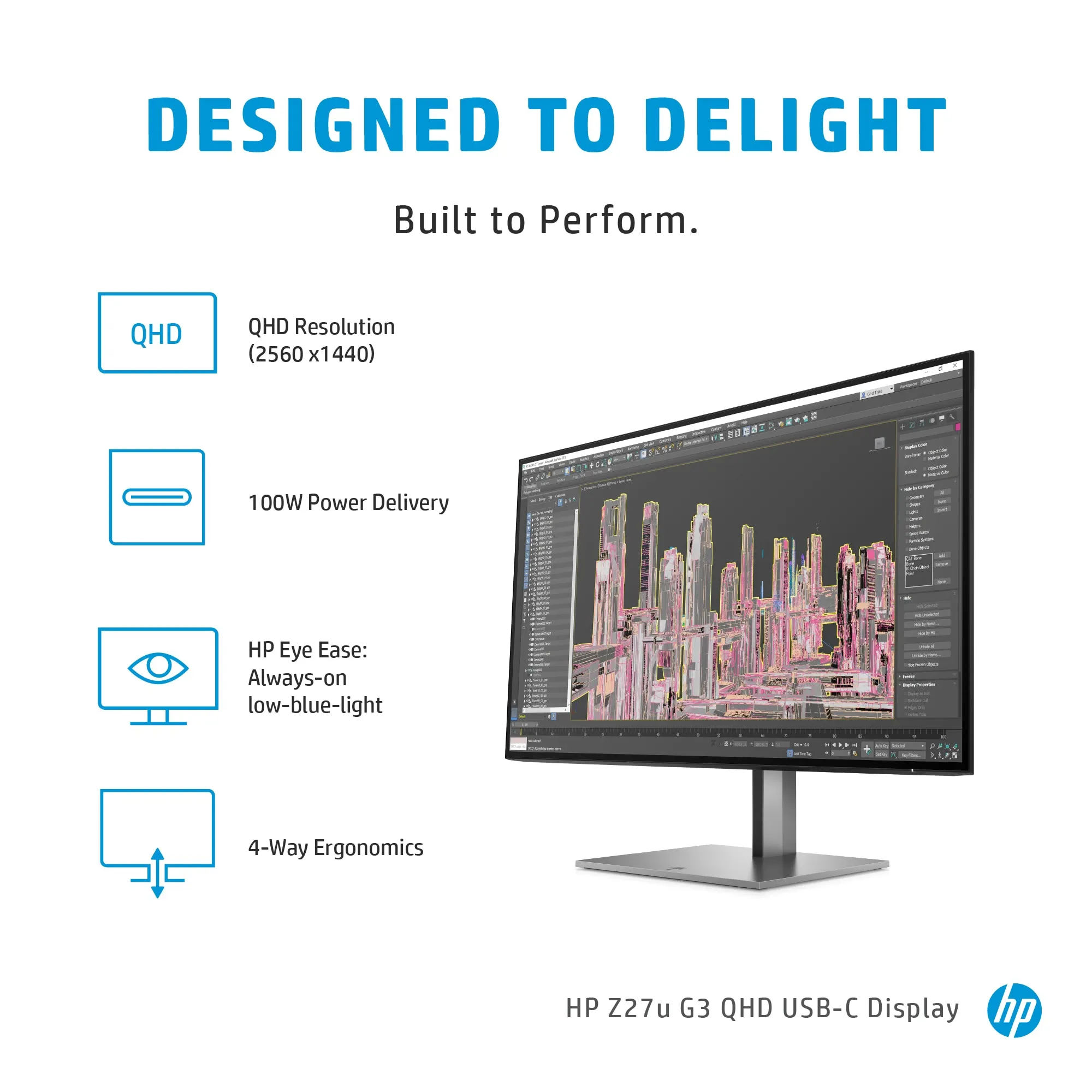HP Z27u G3 27" QHD, IPS Monitor with USB-C hub