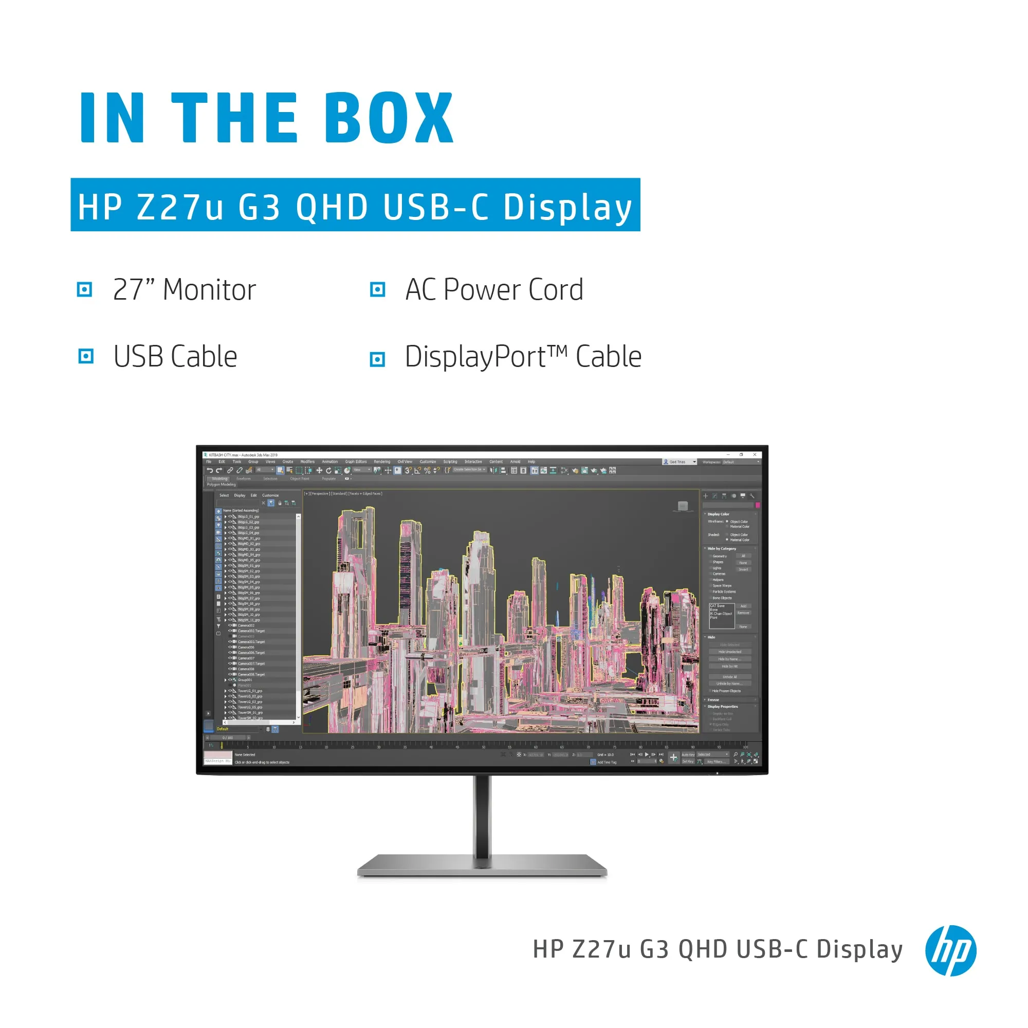 HP Z27u G3 27" QHD, IPS Monitor with USB-C hub