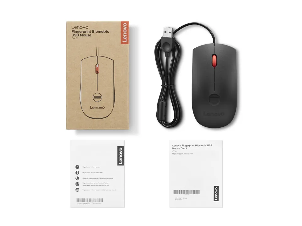 Lenovo Fingerprint Biometric Gen3 USB -hiiri, Musta