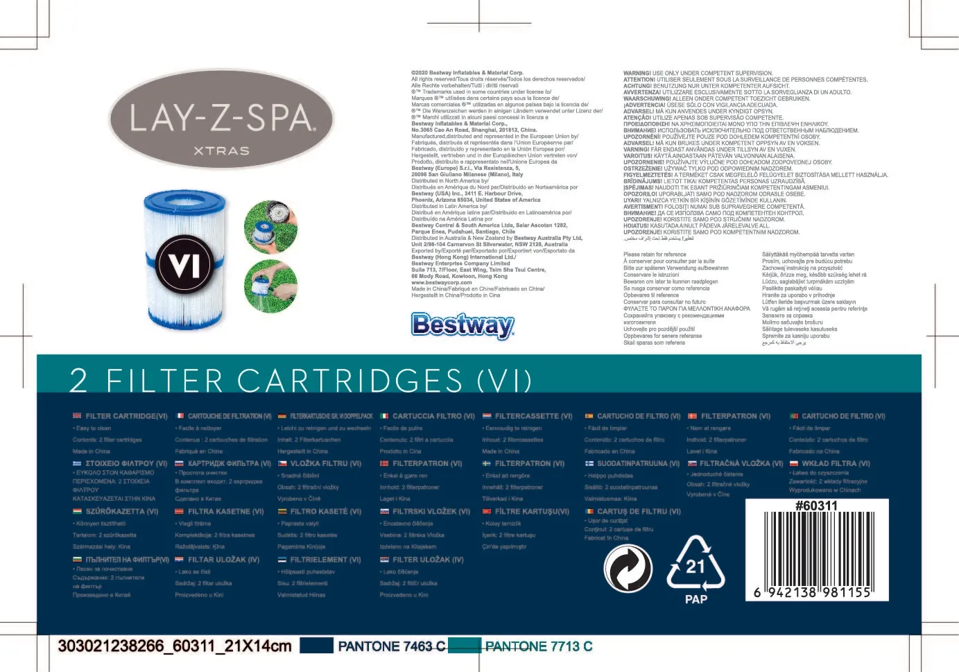 Bestway Lay-Z-Spa VI -filter, 2pcs