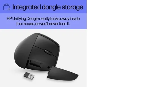 HP 925 Wireless Ergonomic Mouse, Shadow Black