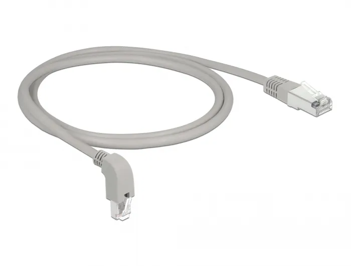 Delock Network cable RJ45 Cat.5e SF/UTP downwards angled / straight 1m