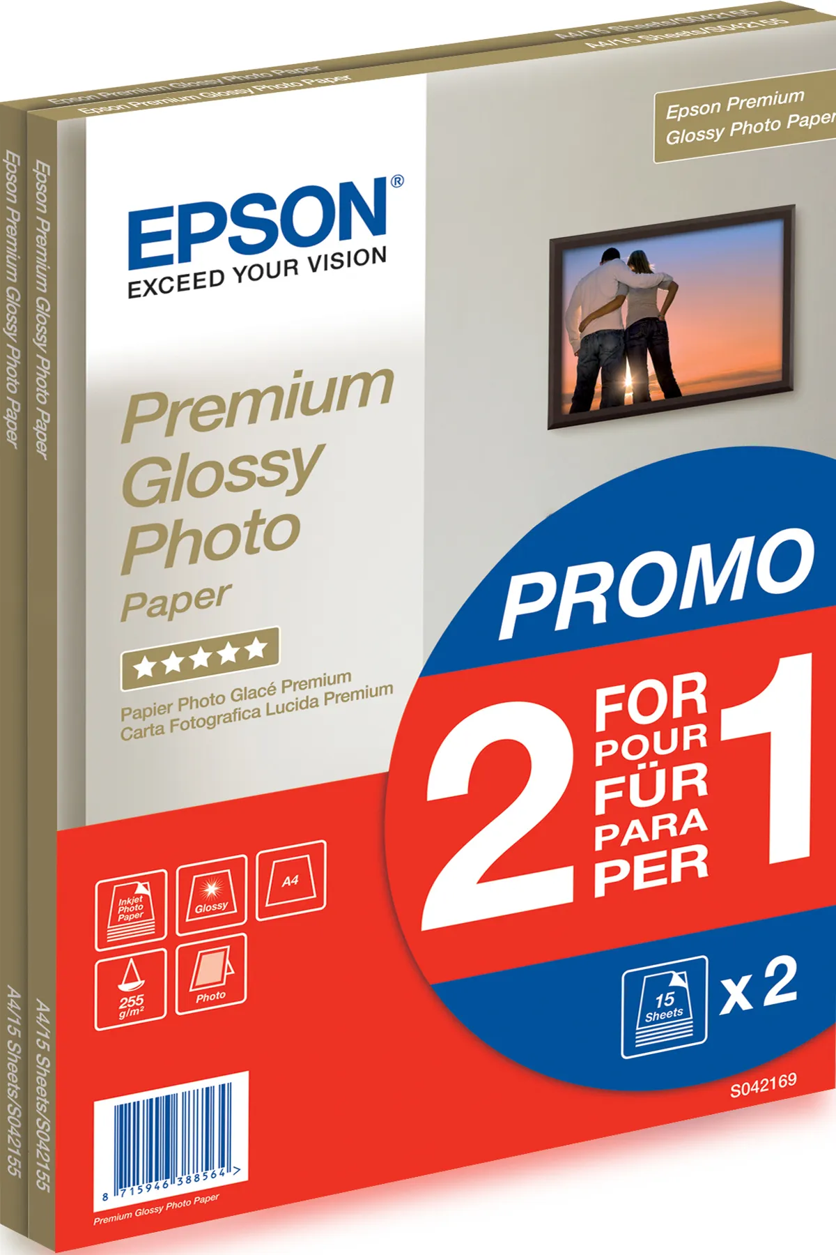 EPSON PREMIUM GLOSSY PHOTO PAPER, A4, 255G, 30
