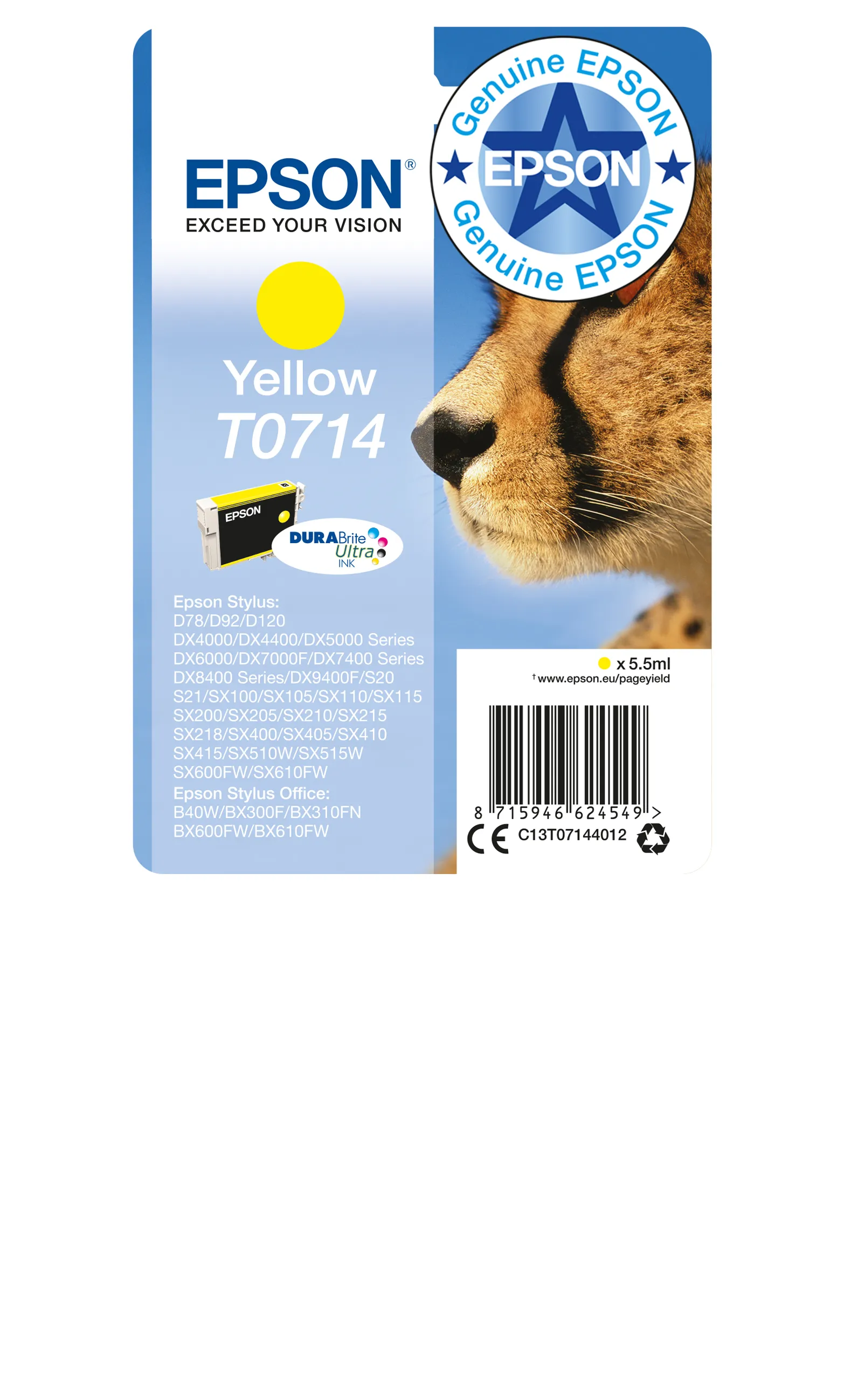 Epson T0714 ink cartridge, 5.5 ml, Yellow