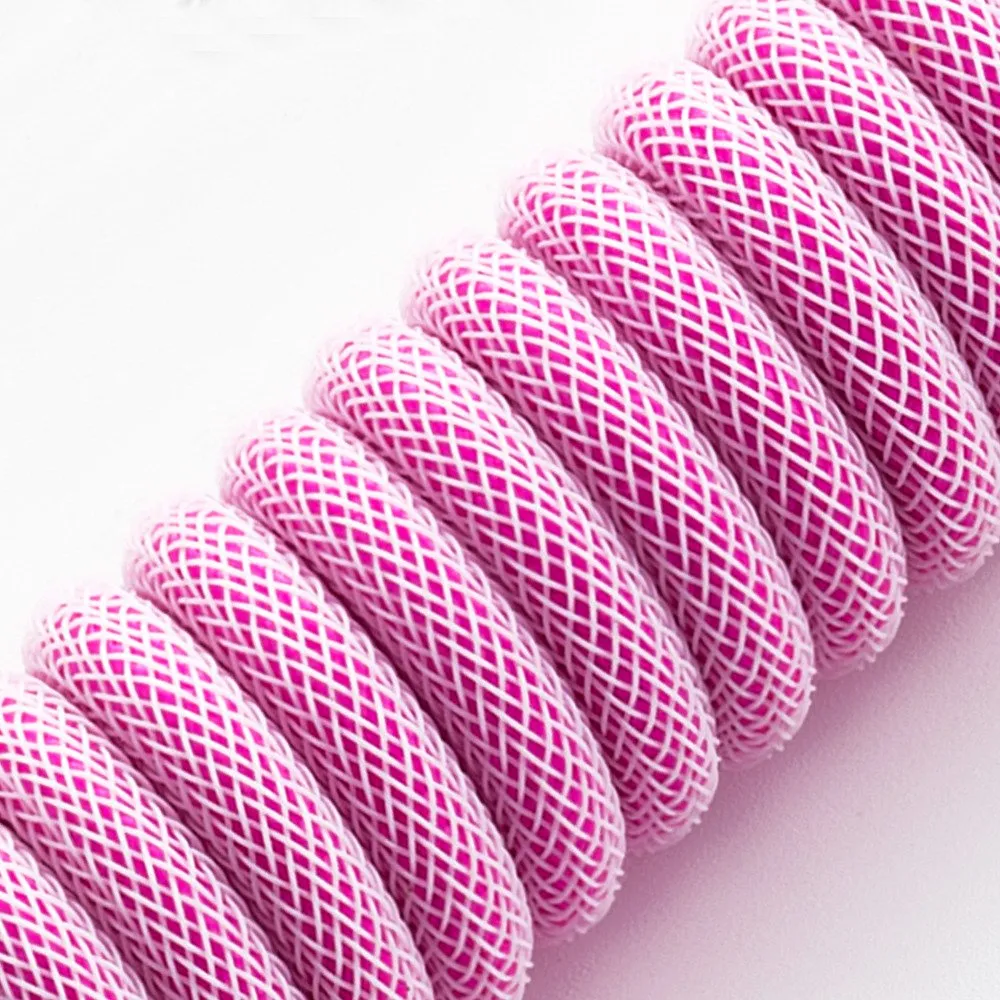 CableMod Classic Coiled Keyboard Cable, USB A -> USB Type C, 150cm, Strawberry Cream
