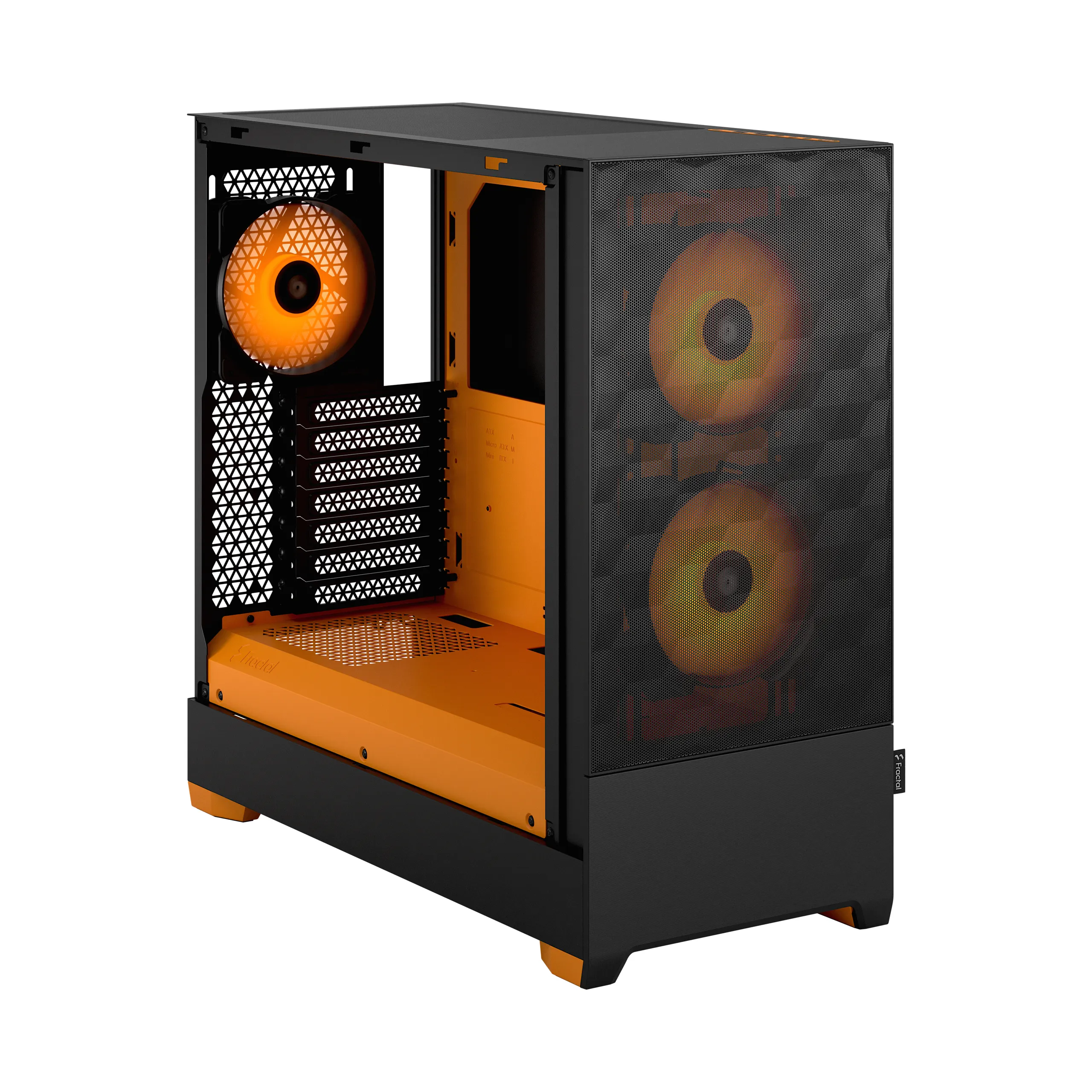 Fractal Design Pop Air RGB - Mid Tower case with window, Orange Core / Clear Tint