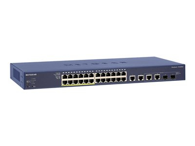 NETGEAR ProSAFE FS728TLP - Kytkin - Hallinnoitu - 12 x 10/100 (PoE) + 12 x 10/100 + 2 x 10/100/1000 + 2 x combo Gigabit SFP - ty&ouml;p&ouml;yt&auml;, r&auml;kkiin asennettava - Po