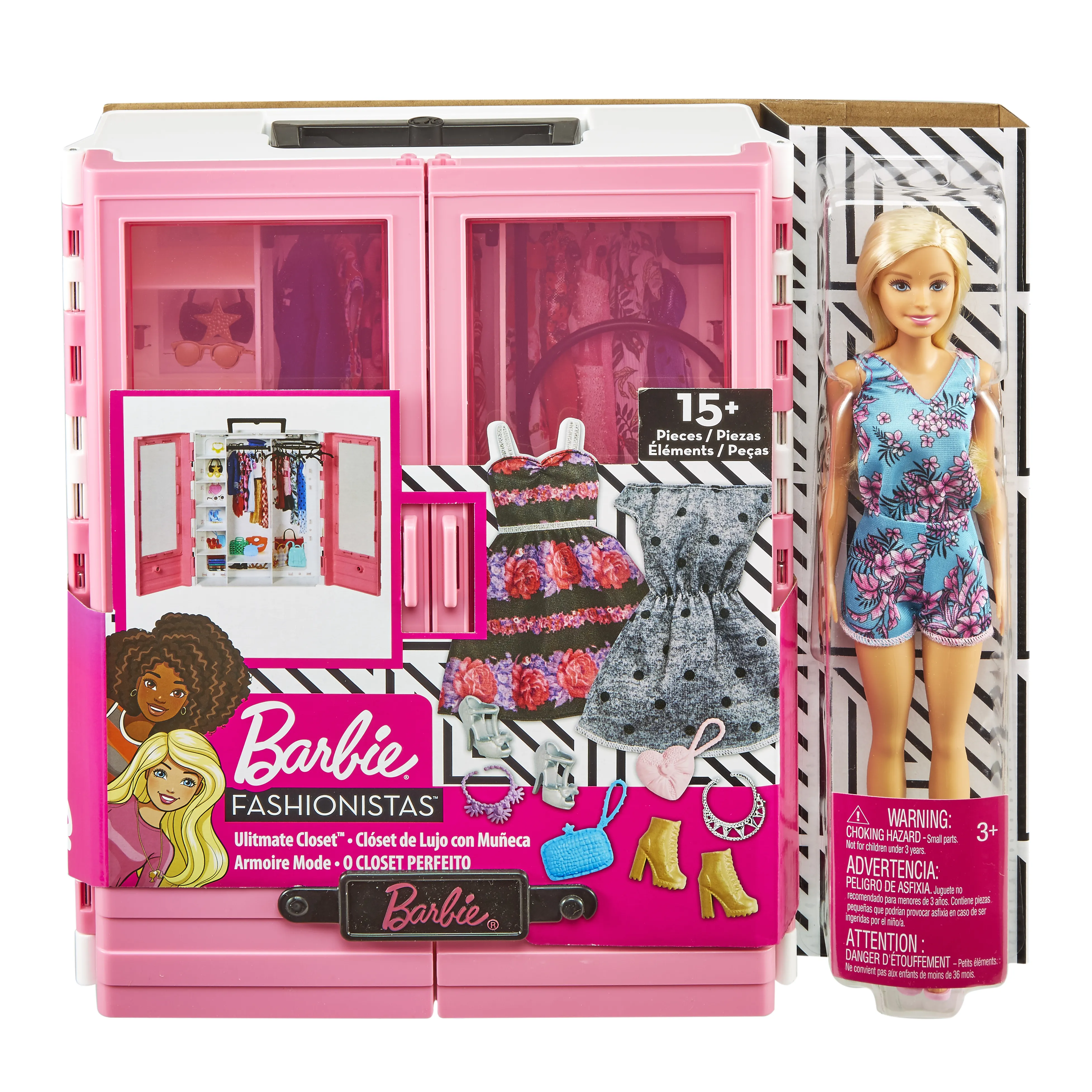 Mattel Barbie Fashionistas Wardrobe with Doll, Doll Furniture