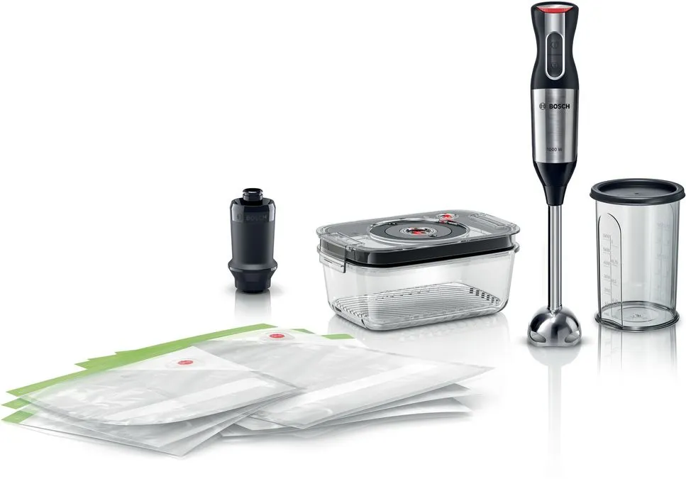 Bosch MS6CM61V2 1000 Watt -sauvasekoitin, musta/ruostumaton teräs