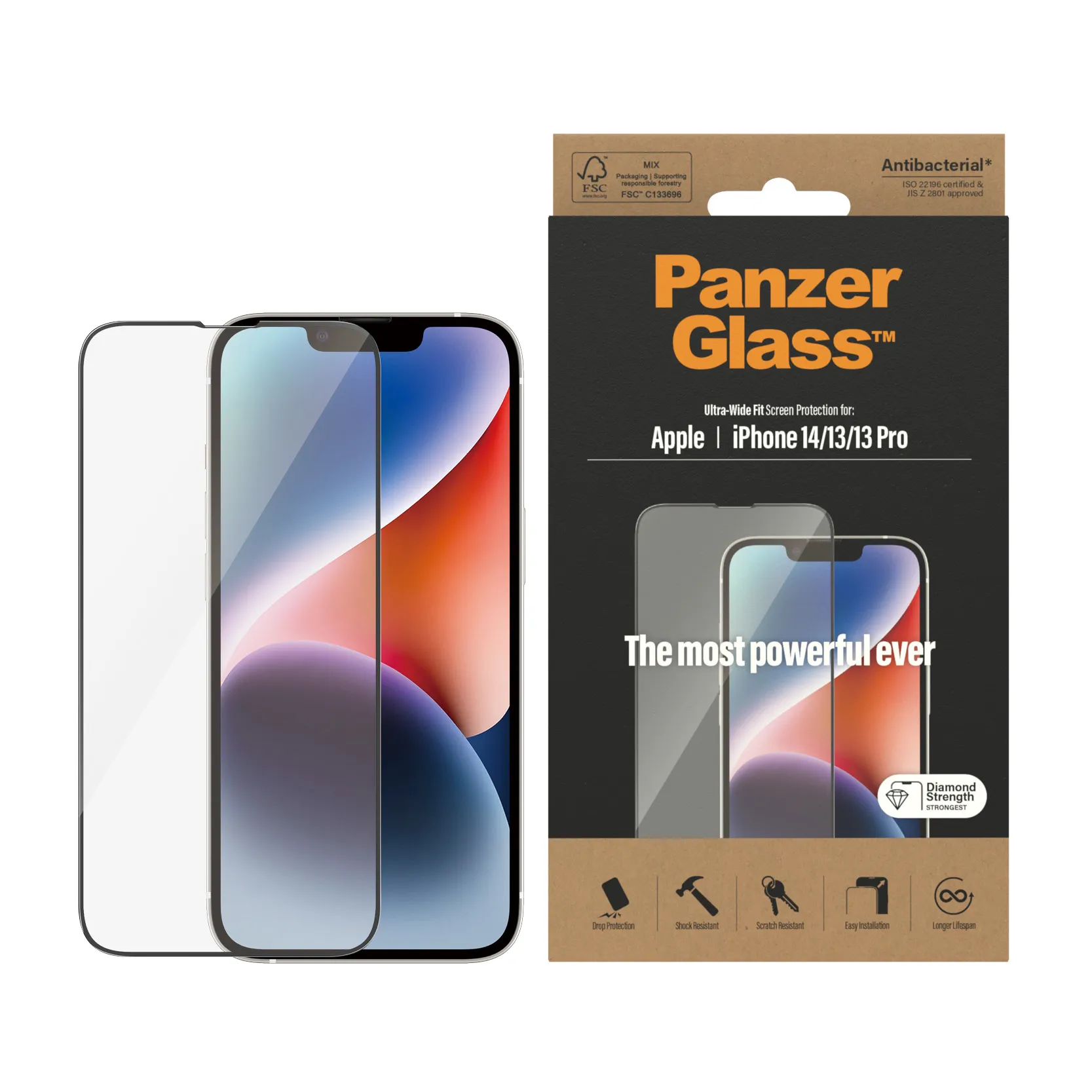PanzerGlass Ultra-Wide Fit, iPhone 14 / 13 / 13 Pro - Screen Glass