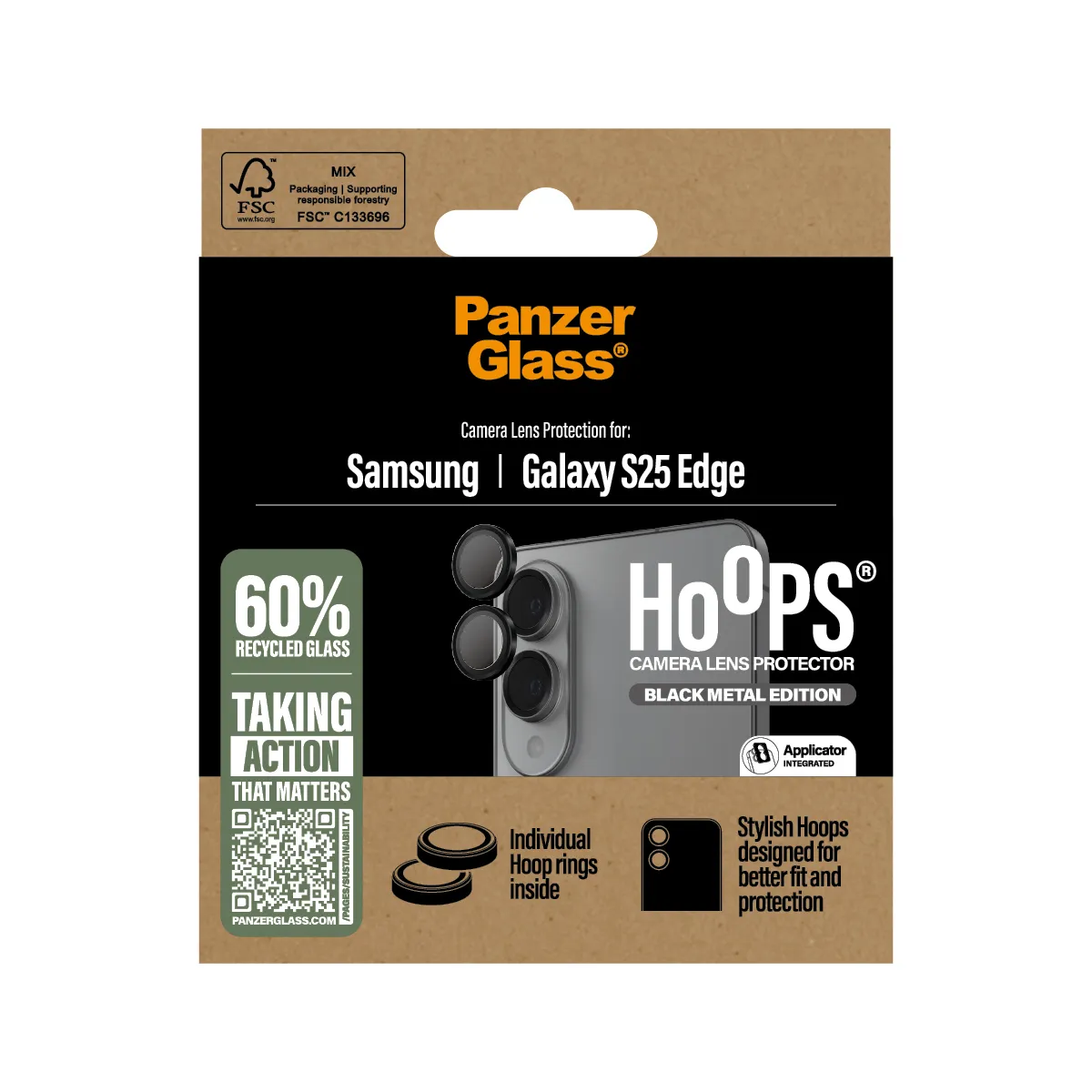 PANZERGLASS HOOPS CAM LENSPROT - SAMS GALAXY S25 EDGE BLACK