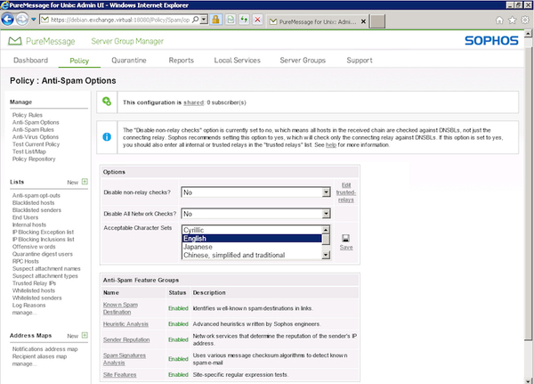 SOPHOS PUREMESSAGE EXCHANGE,5-9USERS,12 MONTHS,SUBSCRIPTION RENEWAL,GOV